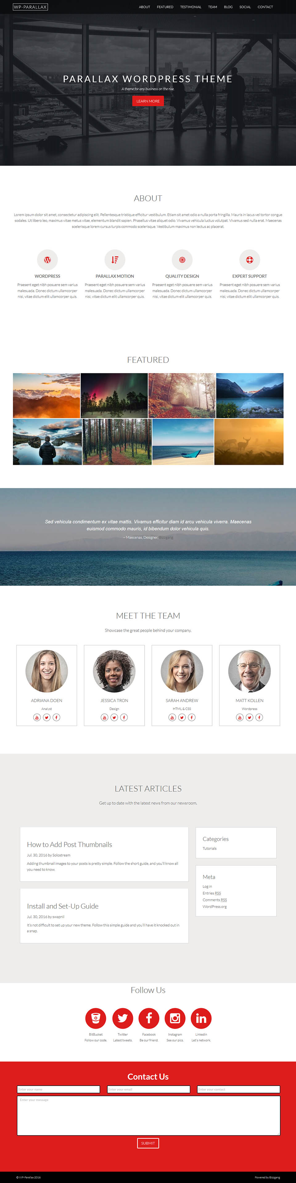 WordPress template SoloStream WP-Parallax