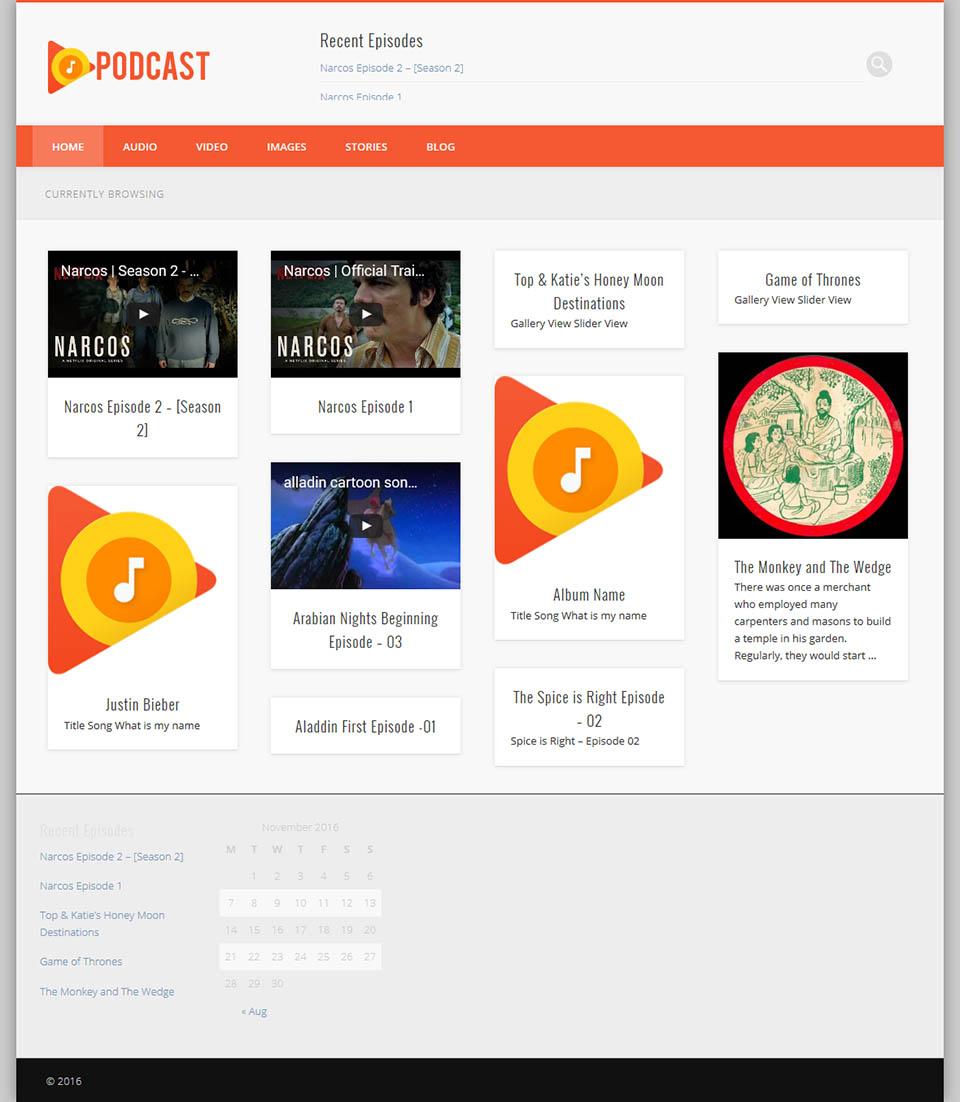WordPress template SoloStream WP-Podcasts