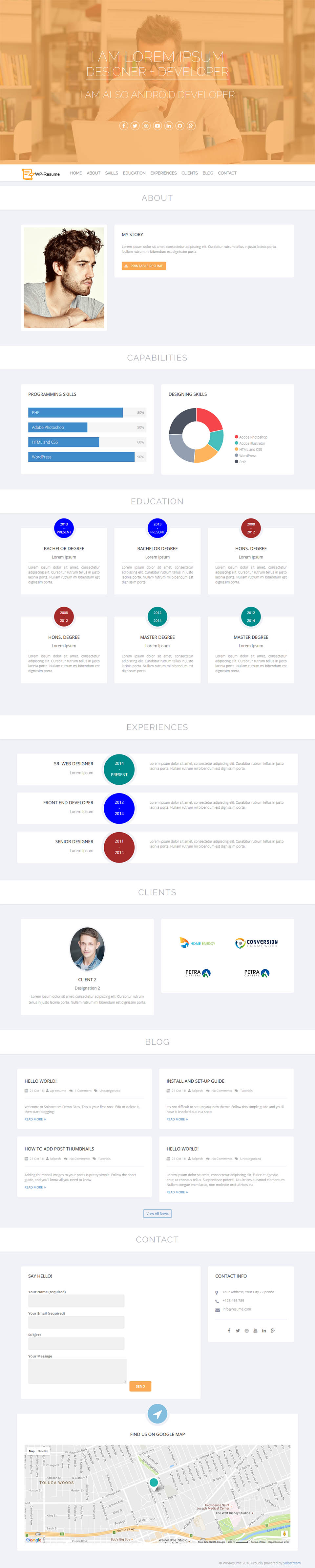 WordPress template SoloStream WP-Resume