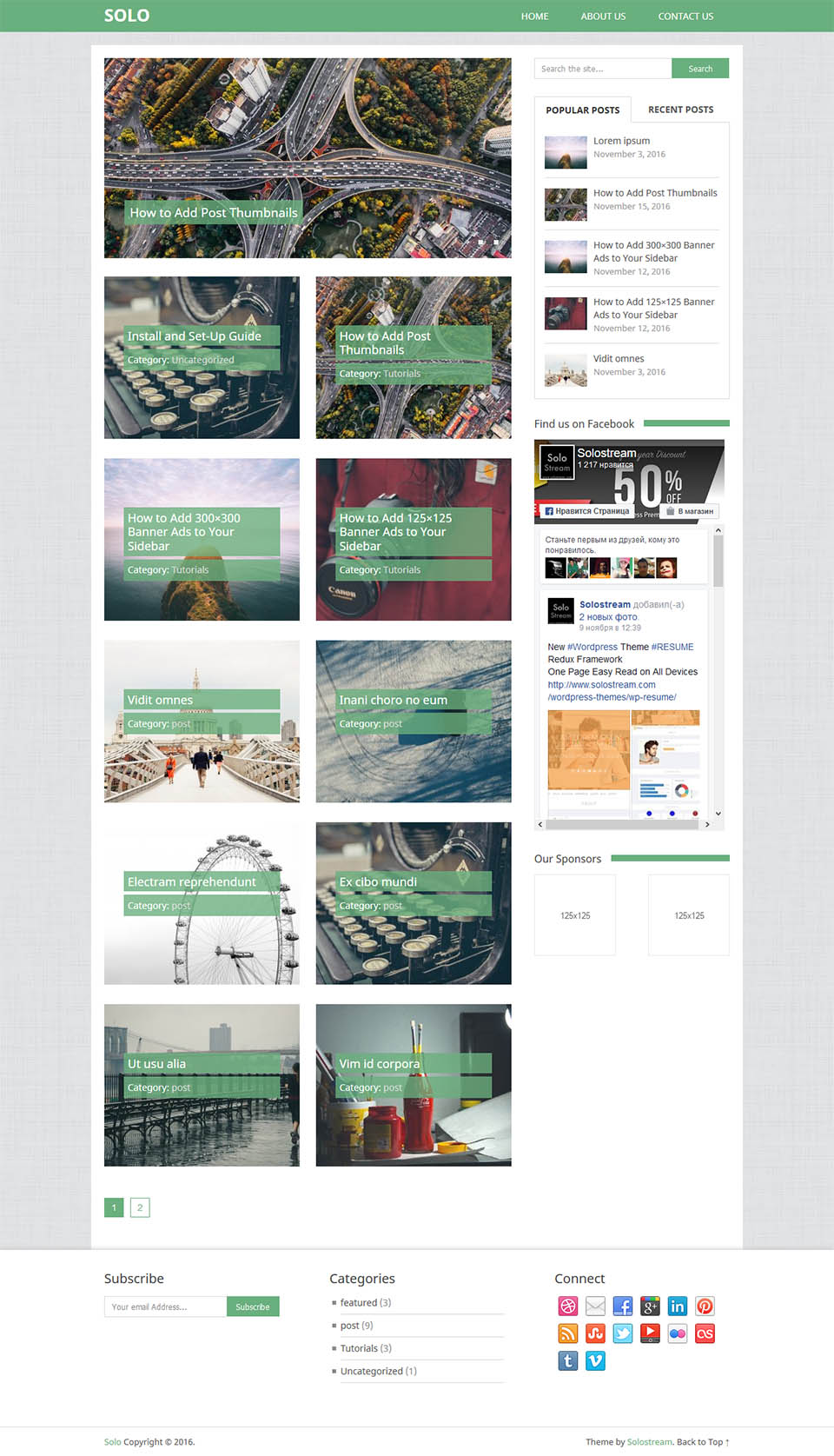 WordPress template SoloStream WP-Solo
