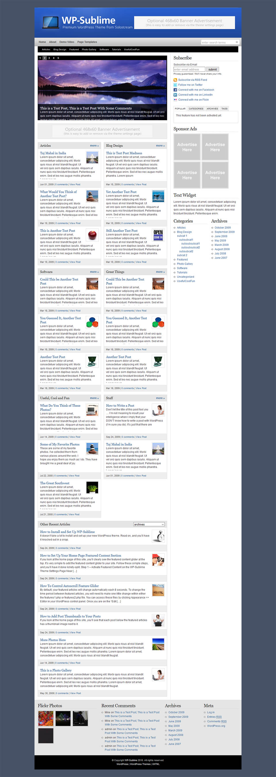 WordPress template SoloStream WP-Sublime
