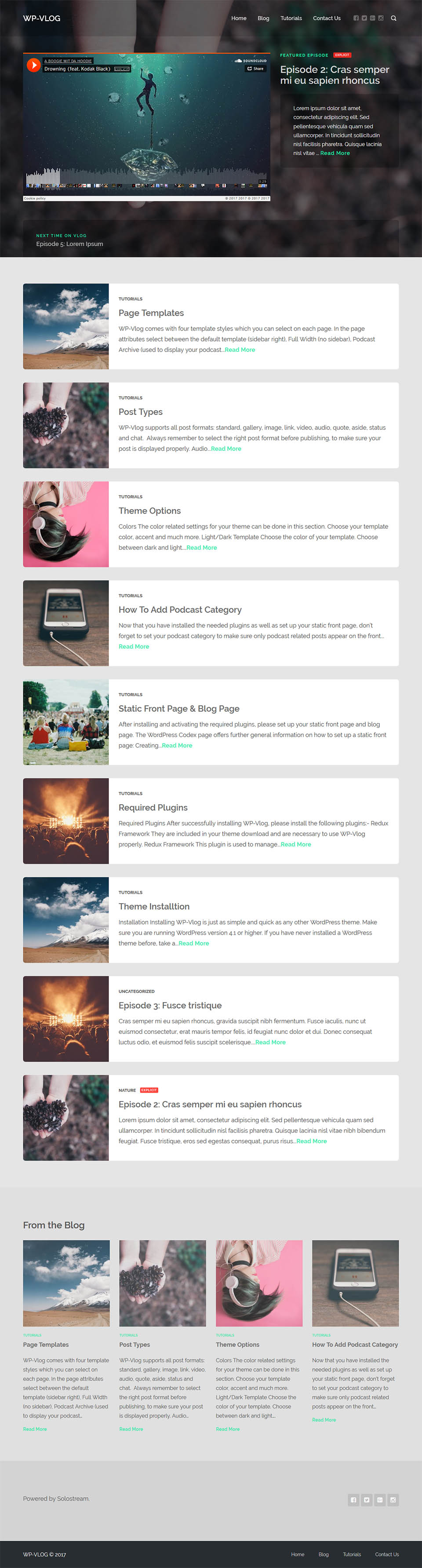 WordPress template SoloStream WP-Vlog