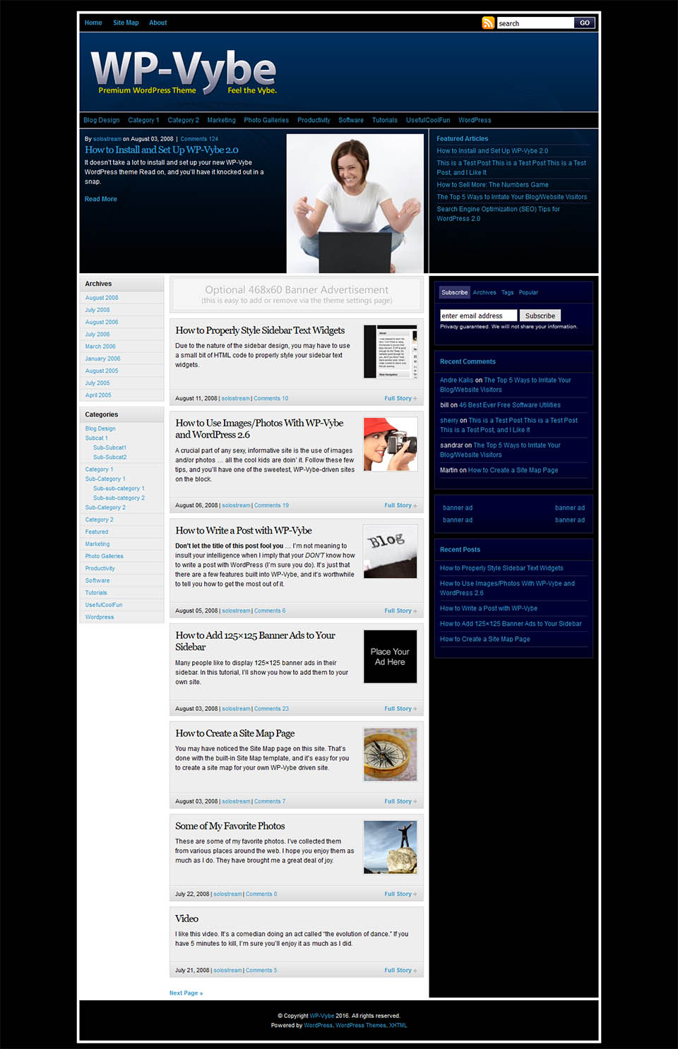 WordPress template SoloStream WP-Vybe