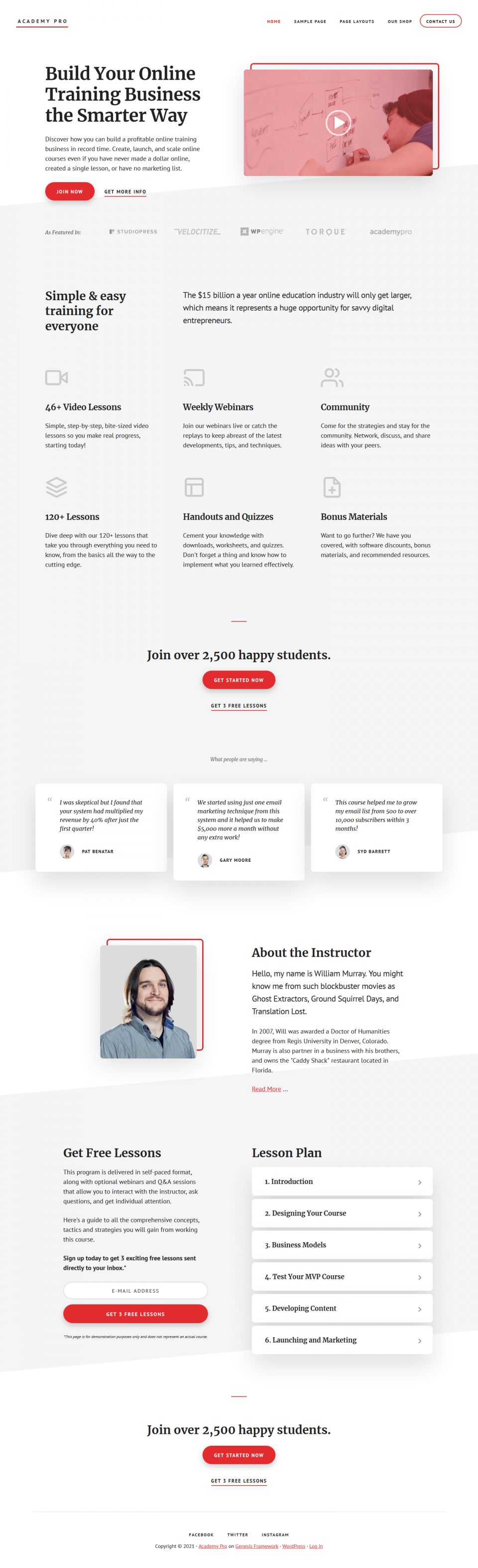 WordPress template StudioPress Academy Pro