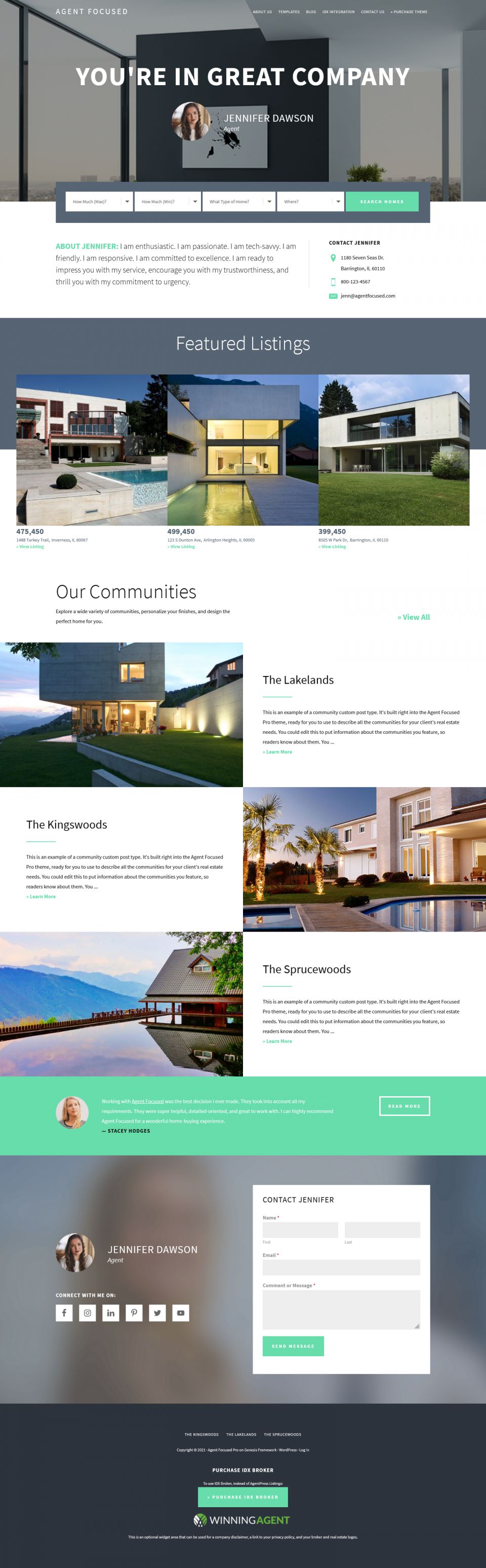 WordPress template StudioPress Agent Focused Pro