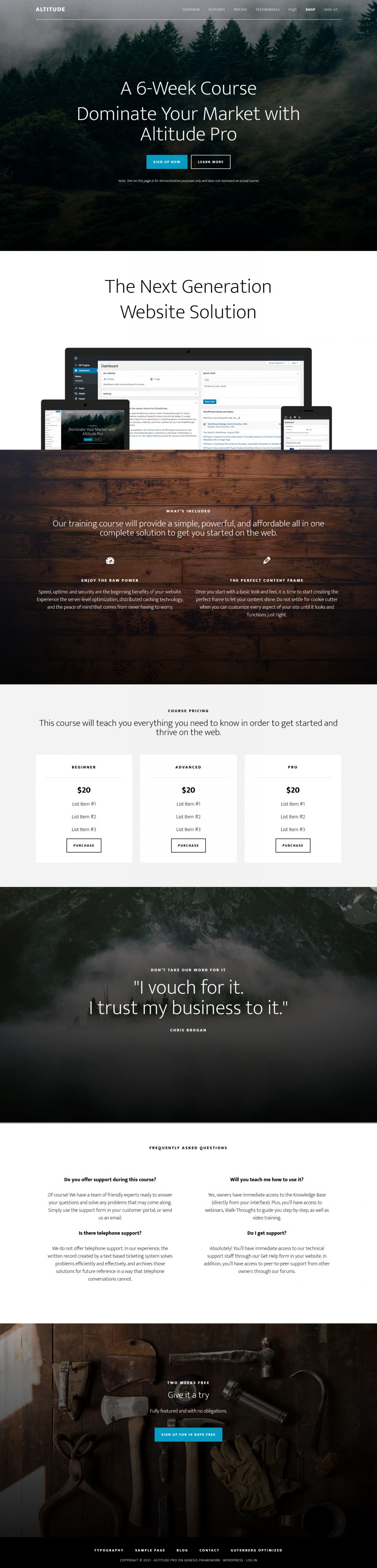 WordPress template StudioPress Altitude Pro