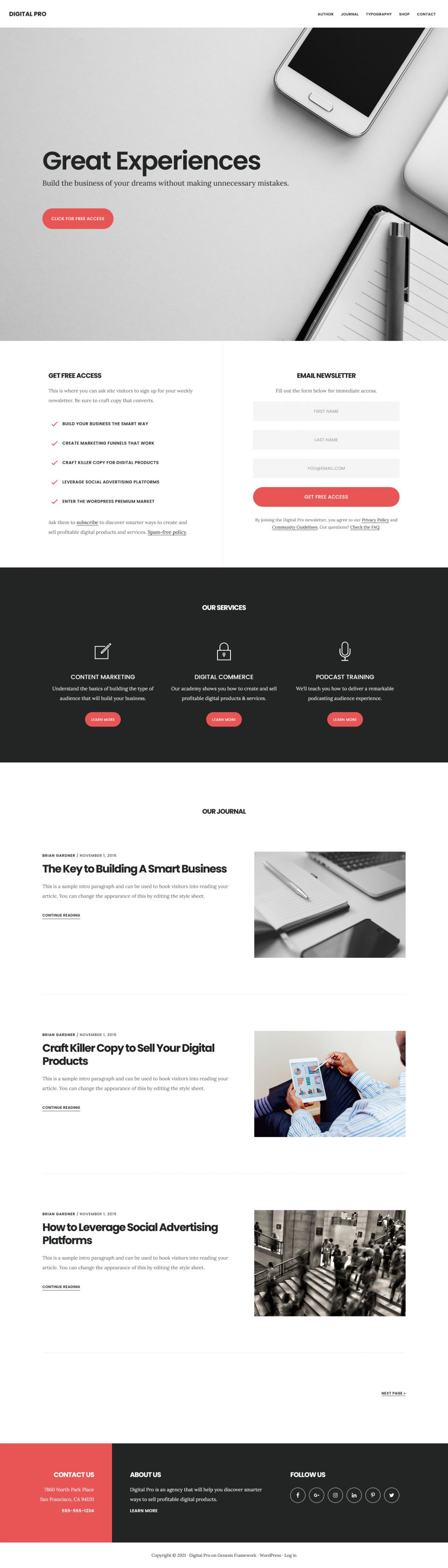WordPress template StudioPress Digital Pro