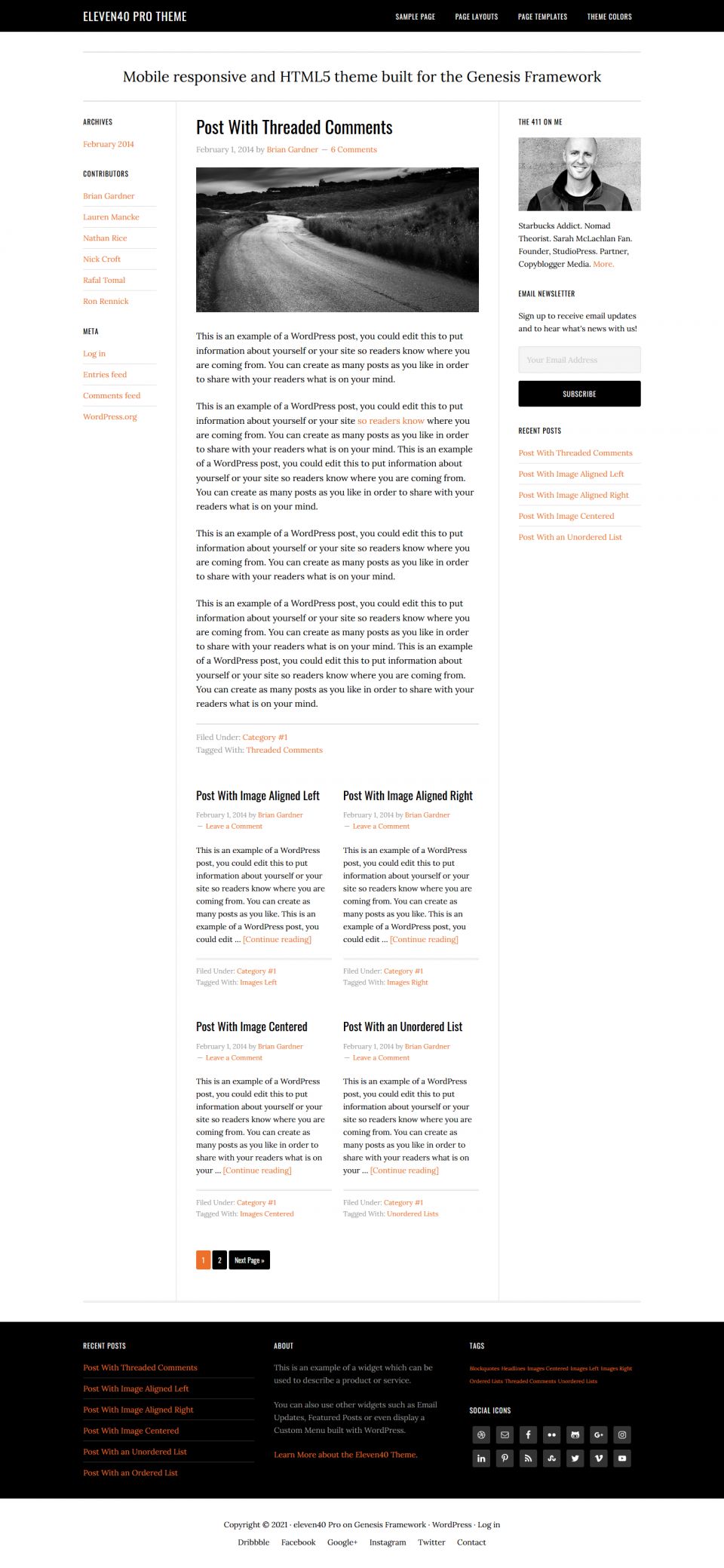 WordPress template StudioPress eleven40 Pro