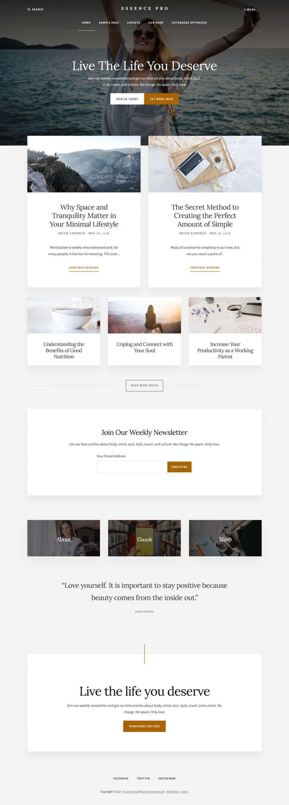 WordPress template StudioPress Essence Pro