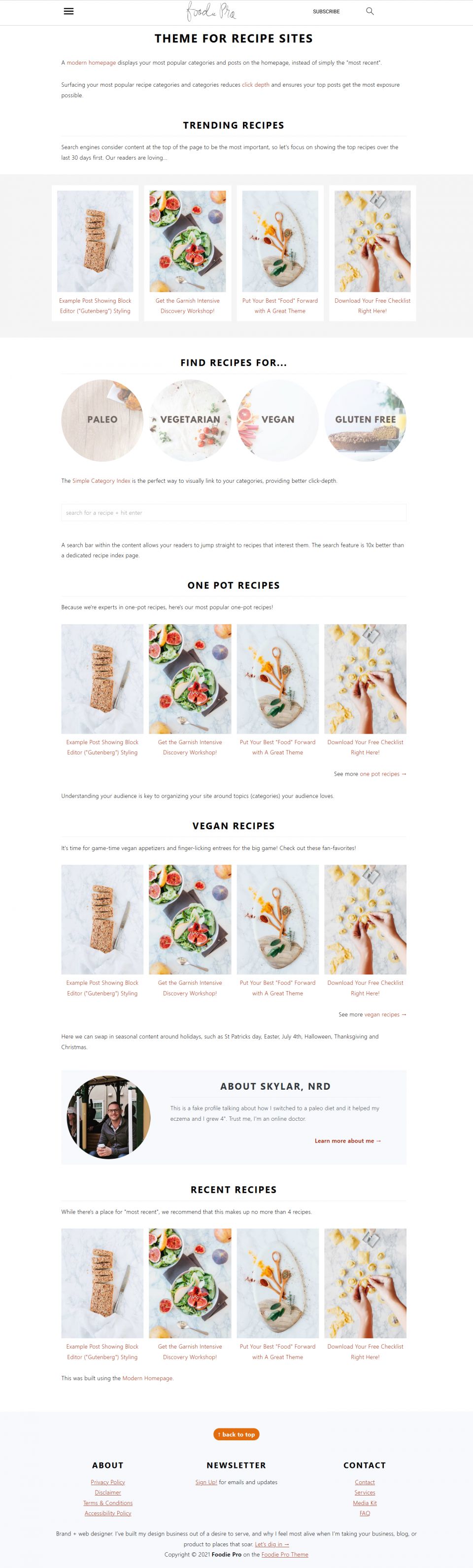 WordPress template StudioPress Foodie Pro