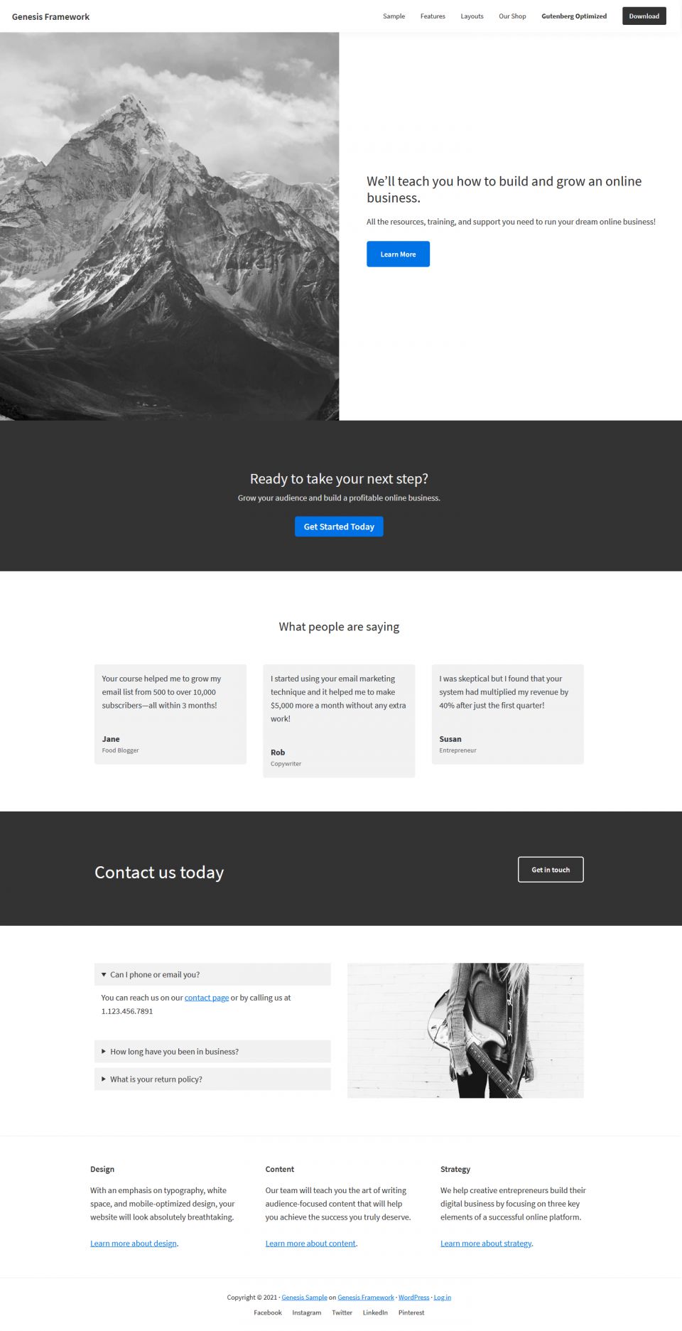 WordPress template StudioPress Genesis Sample Theme