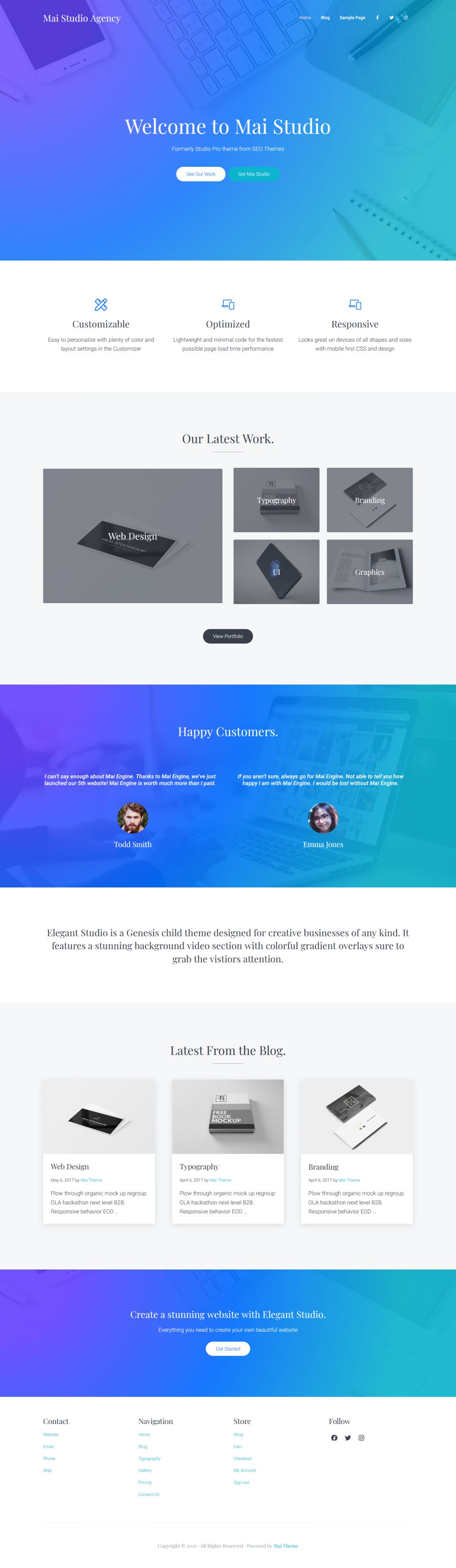 WordPress template StudioPress Mai Studio