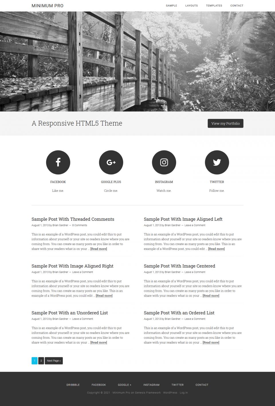 WordPress template StudioPress Minimum Pro