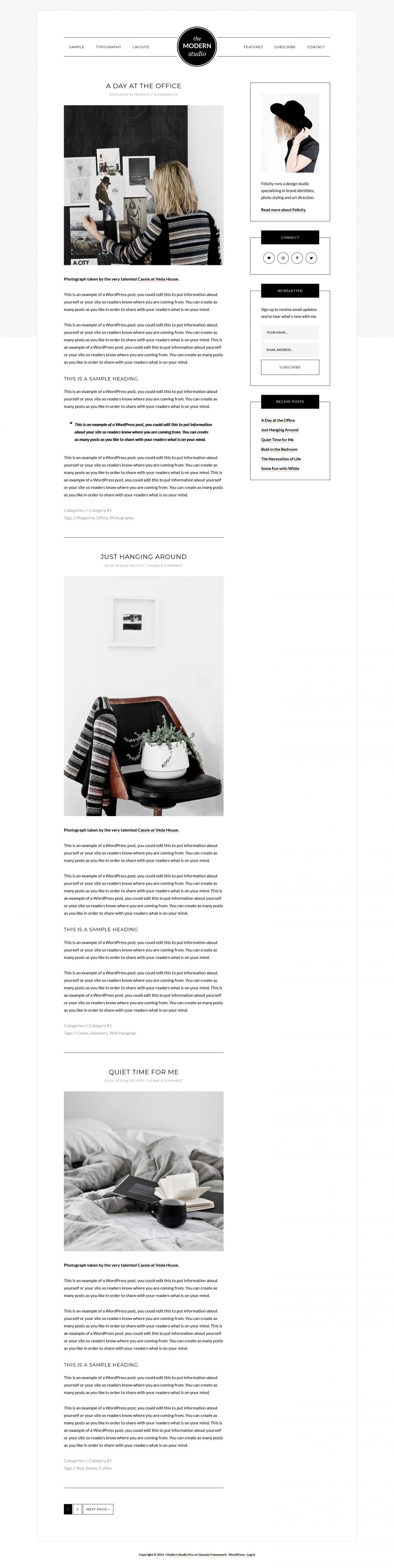WordPress template StudioPress ModernStudio Pro