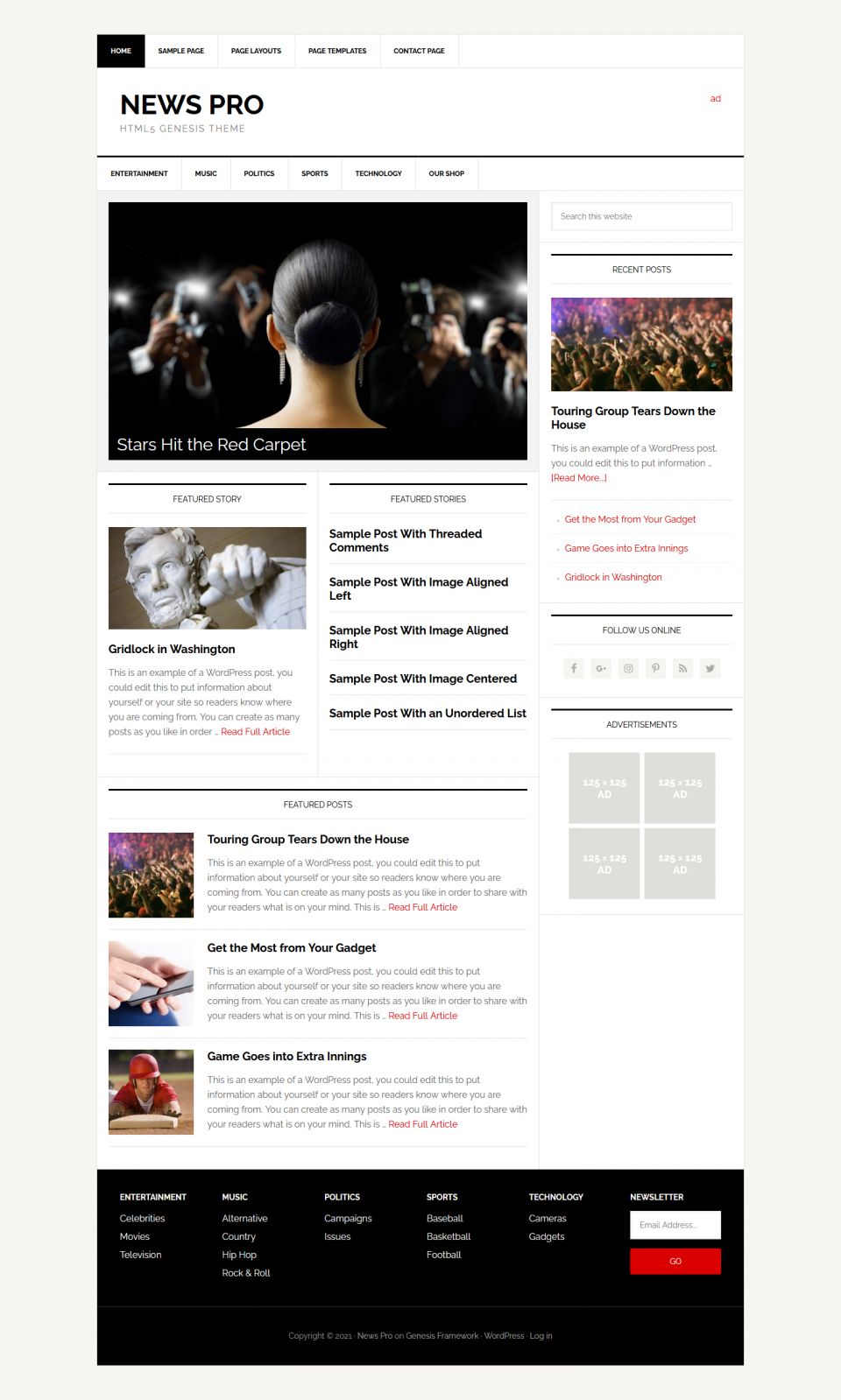 WordPress template StudioPress News Pro