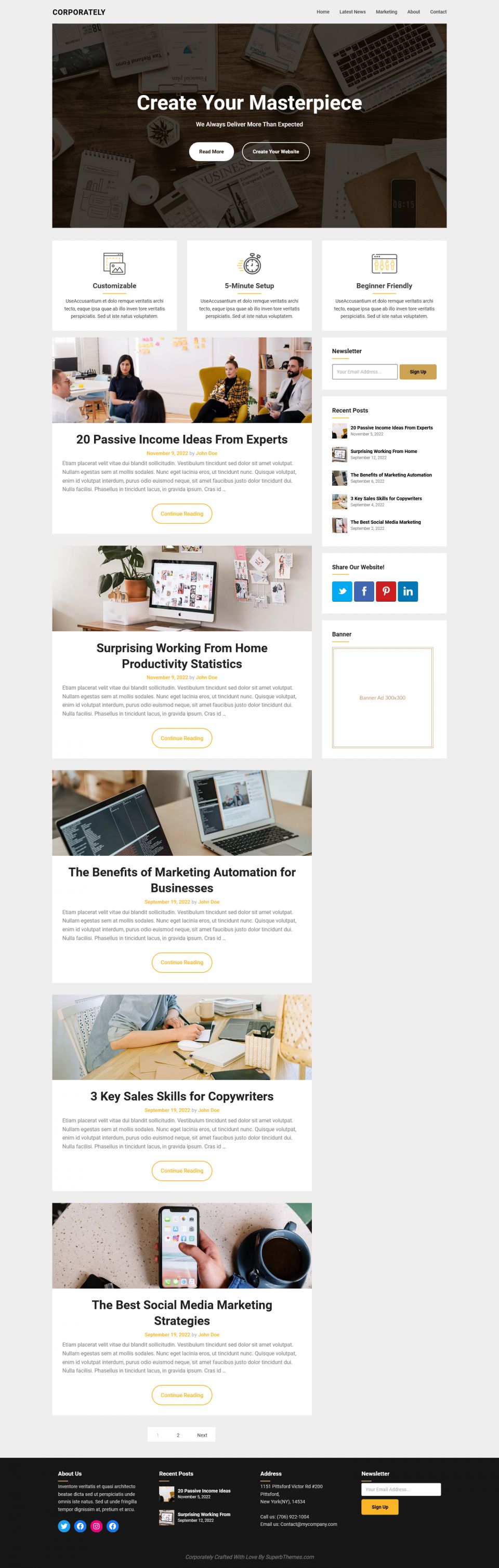 WordPress template Superb Themes Corporately