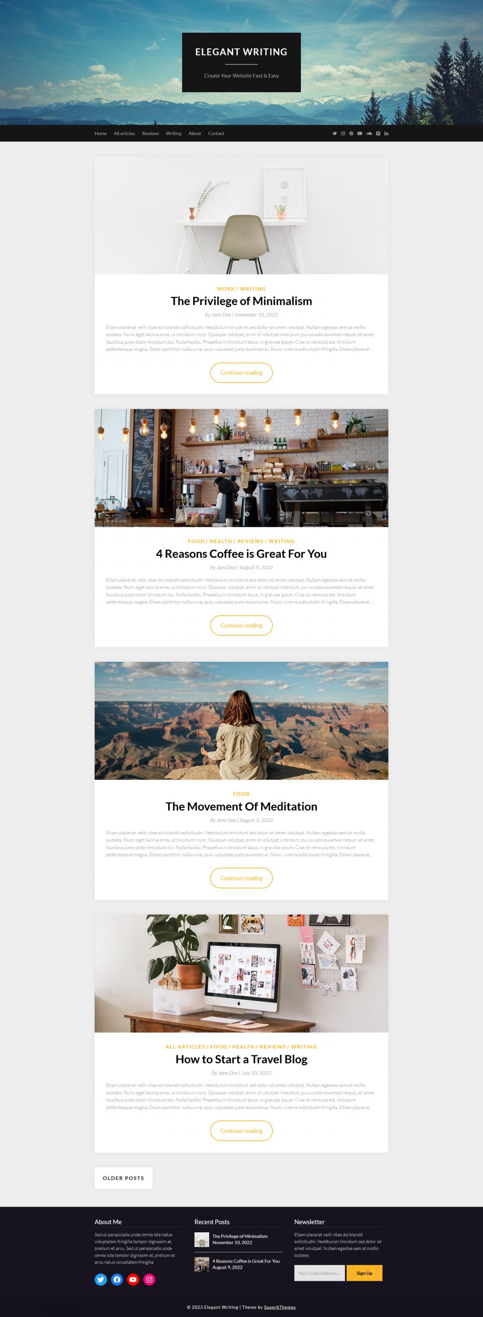 WordPress template Superb Themes Elegant Writing
