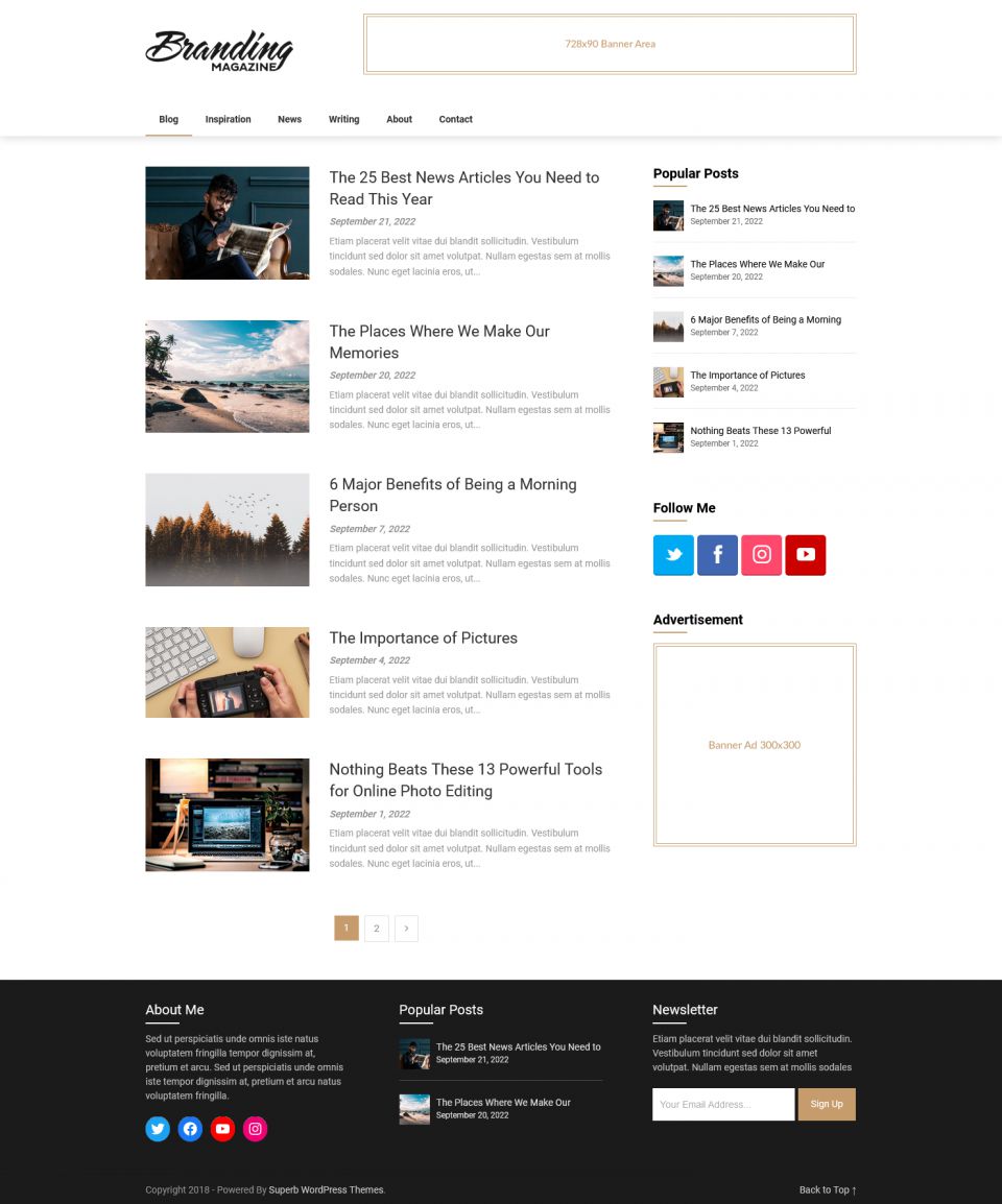 WordPress template Superb Themes Feather Magazine