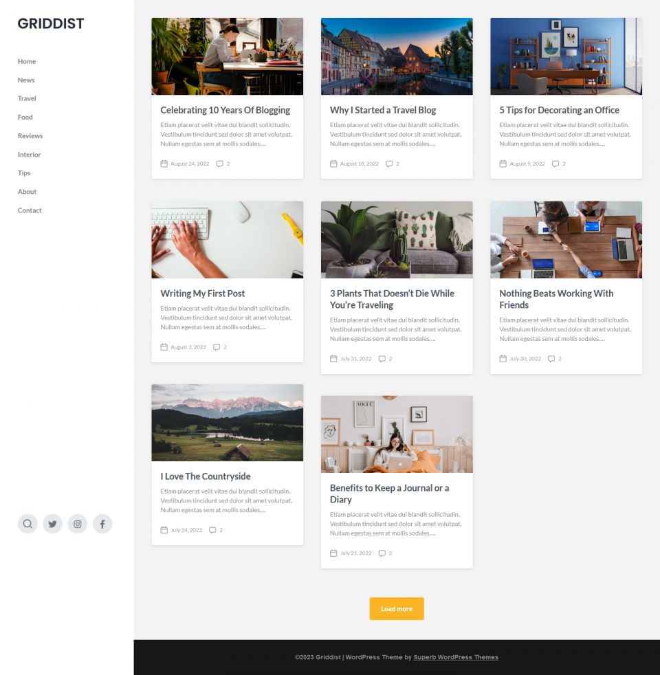 WordPress template Superb Themes Griddist