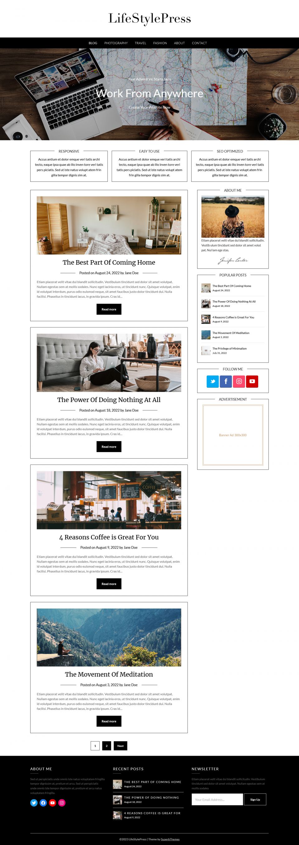 WordPress template Superb Themes LifeStylePress