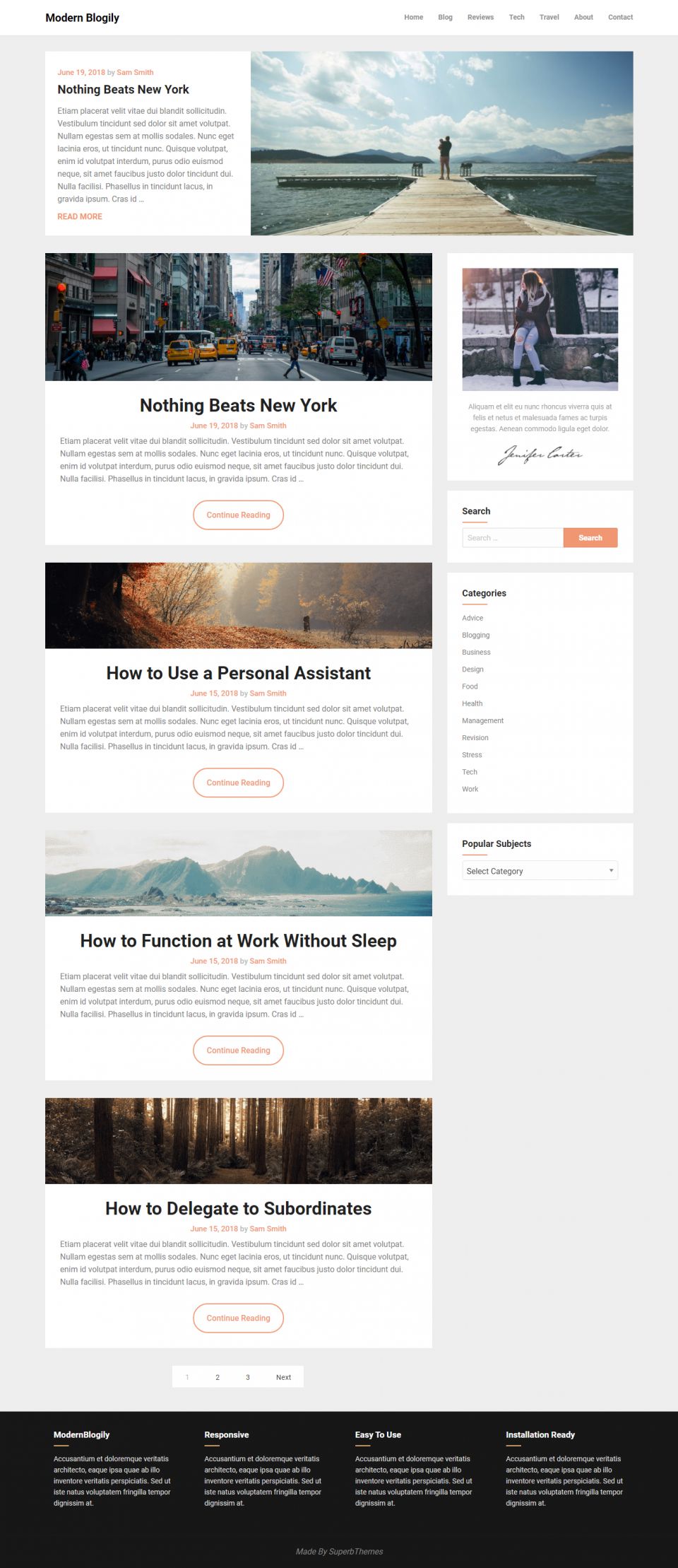 WordPress template Superb Themes Modern Blogily