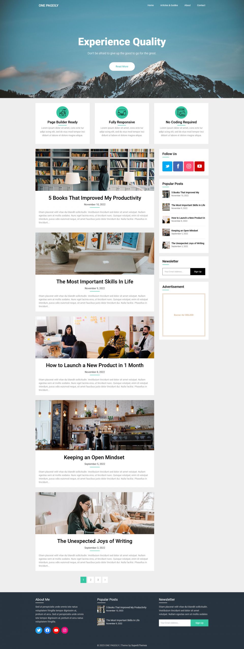 WordPress template Superb Themes One Pageily