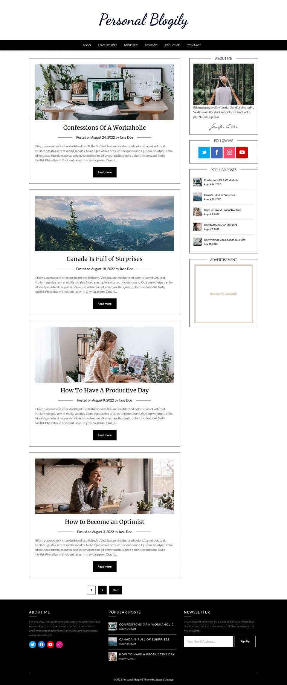 WordPress template Superb Themes Personal Blogily