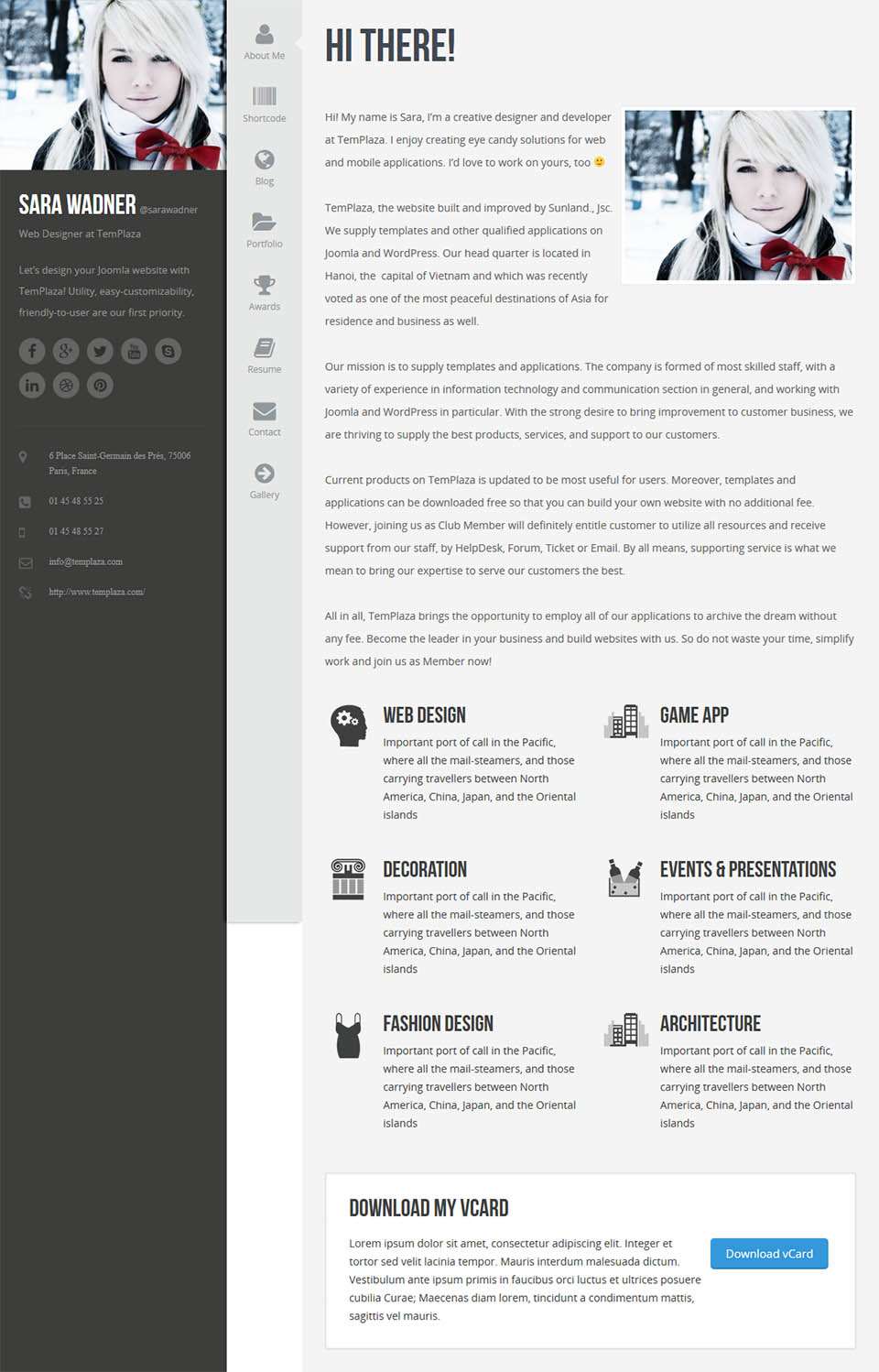 WordPress template TemPlaza Profiler
