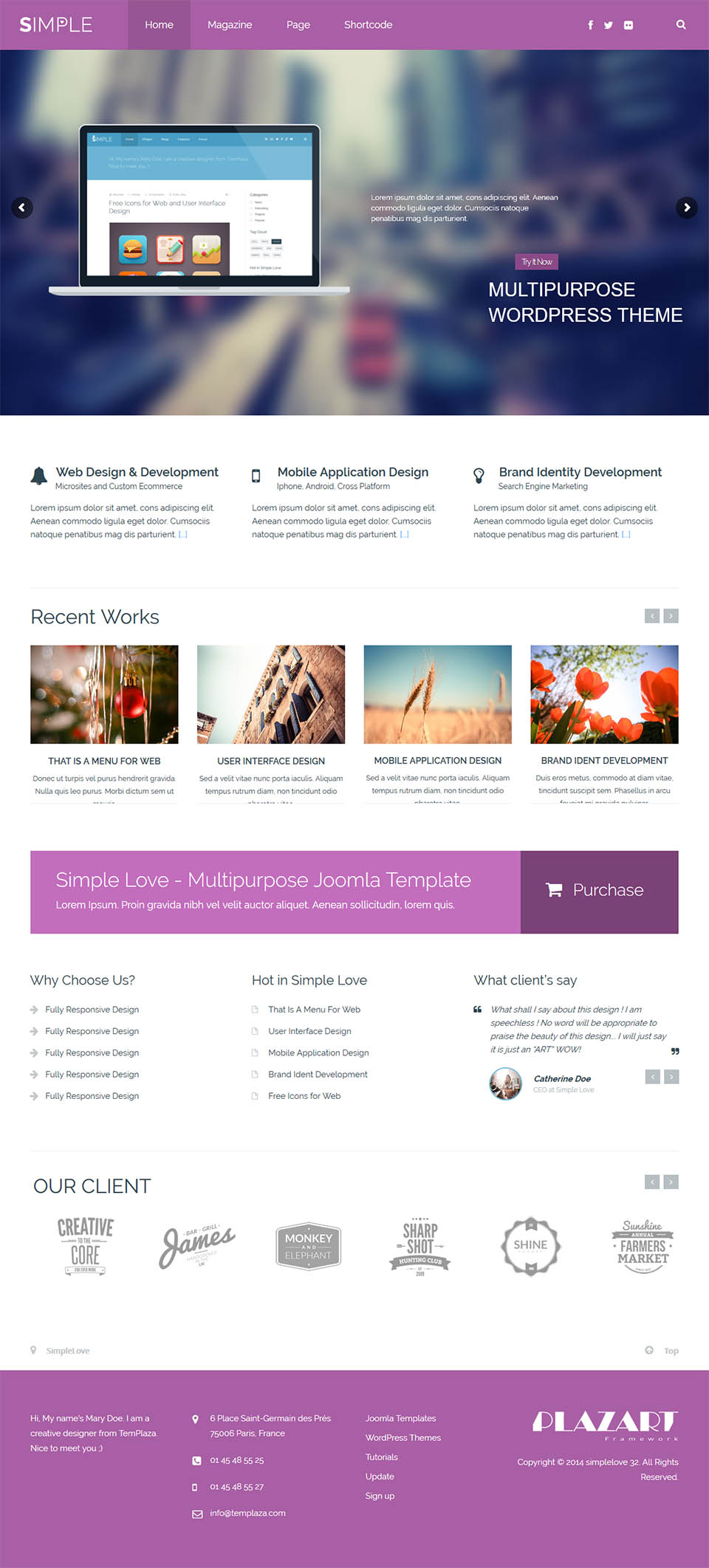 WordPress template TemPlaza Simple Love