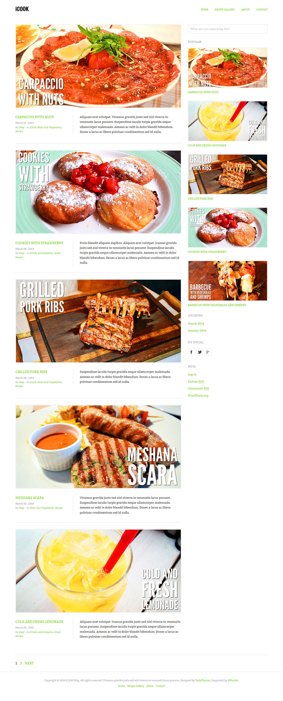 WordPress template TeslaThemes iCook