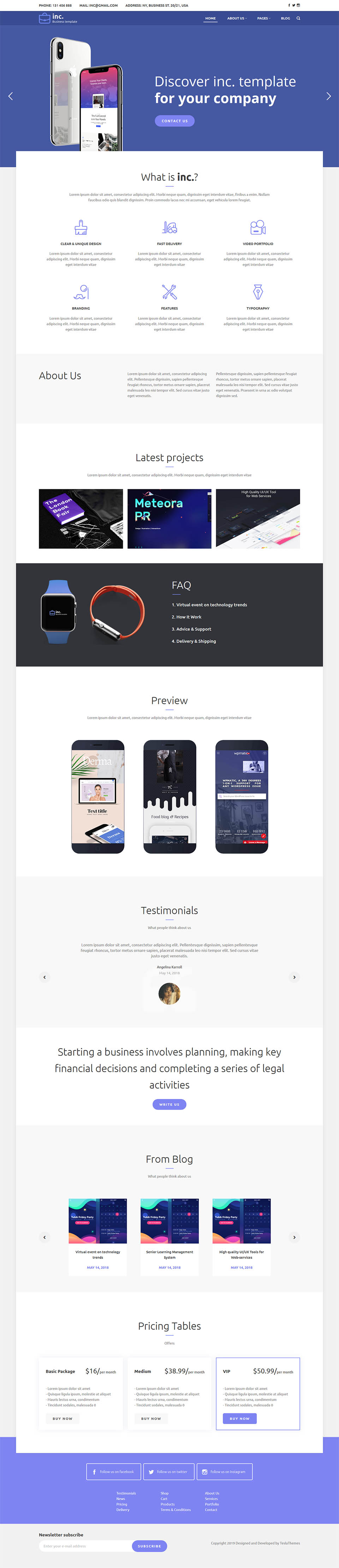 WordPress template TeslaThemes Inc