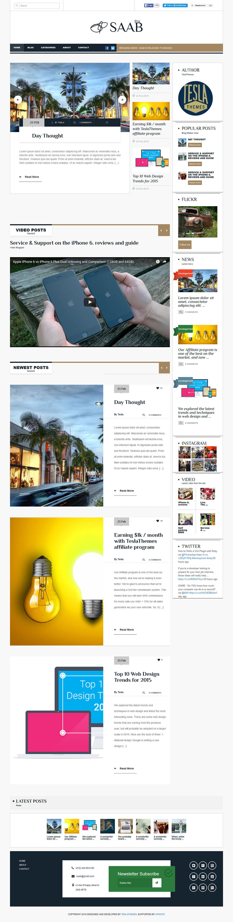 WordPress template TeslaThemes Saab