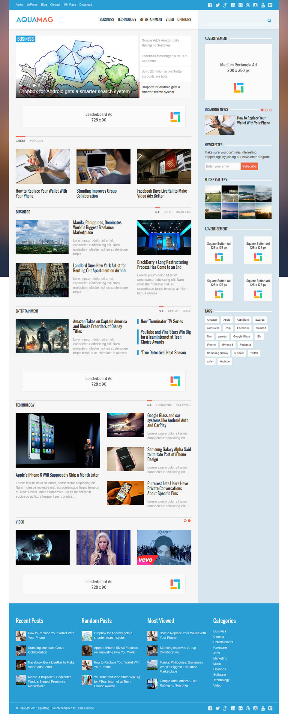 WordPress template Theme Junkie AquaMag