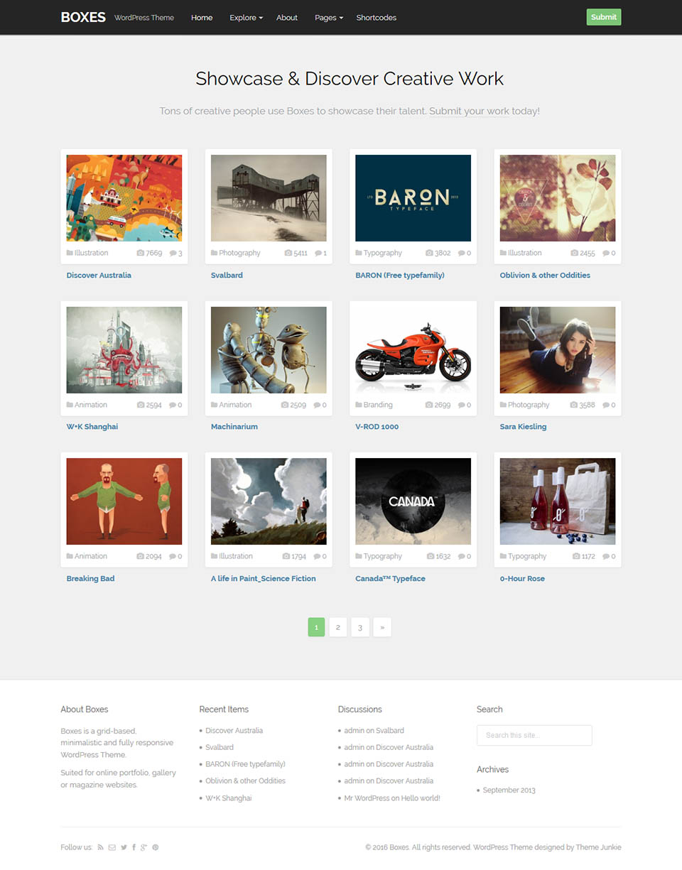WordPress template Theme Junkie Boxes