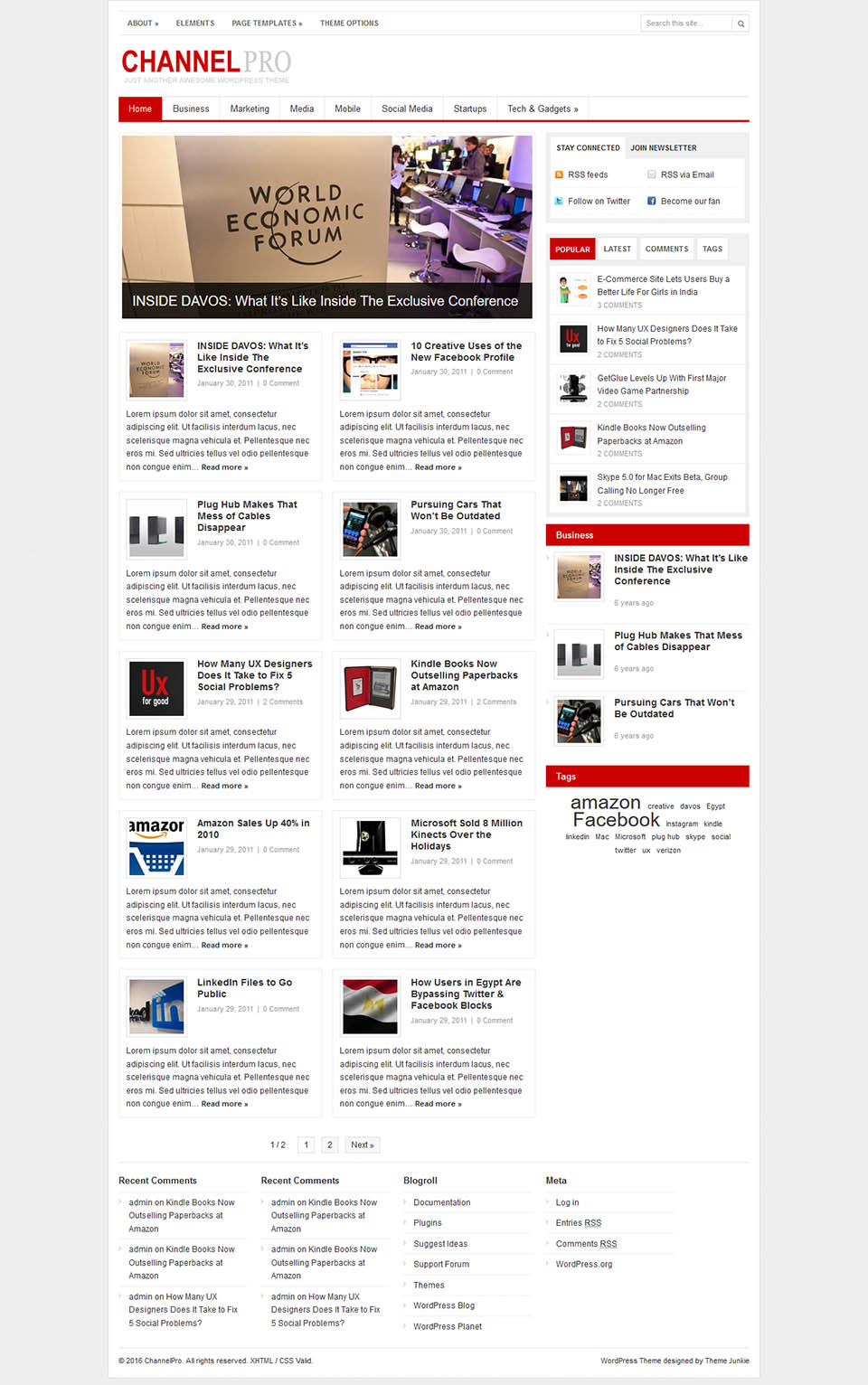WordPress template Theme Junkie ChannelPro