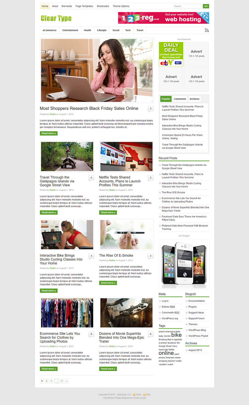 WordPress template Theme Junkie ClearType