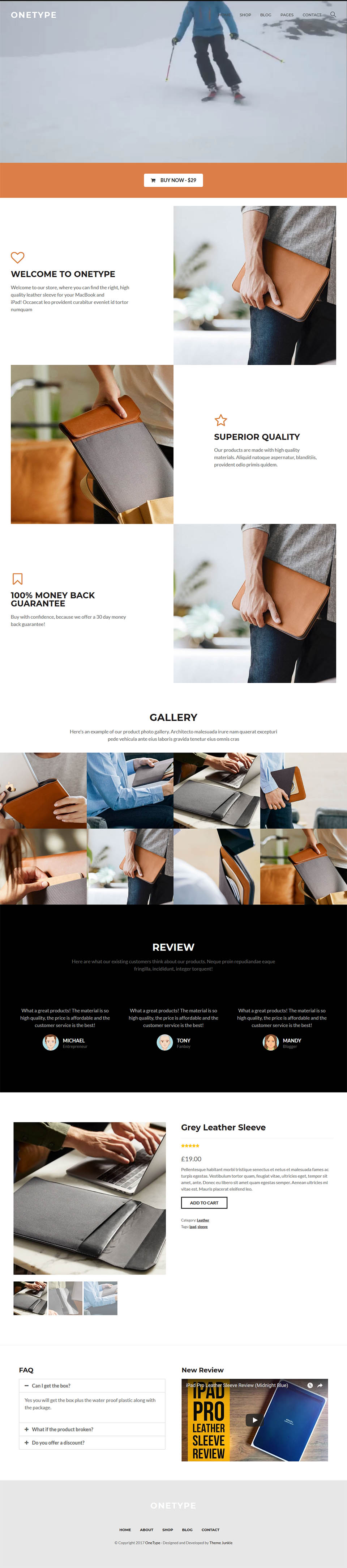 WordPress template Theme Junkie OneType