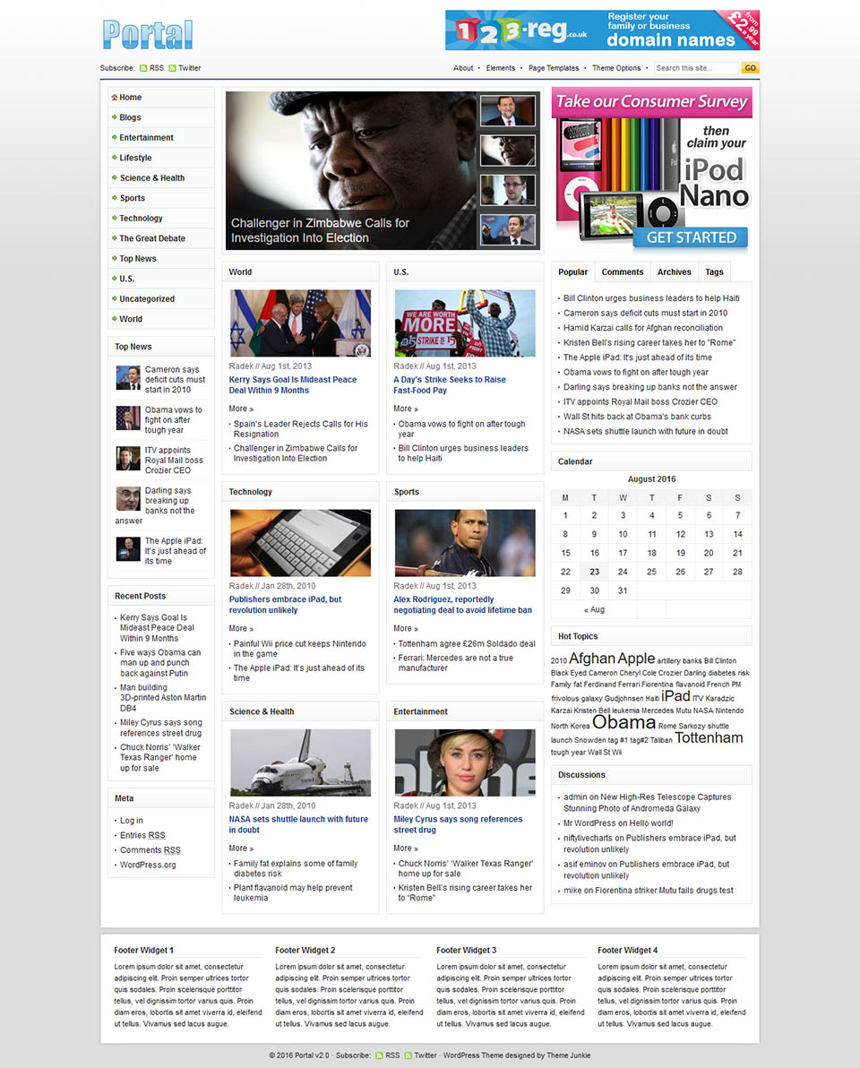 WordPress template Theme Junkie Portal