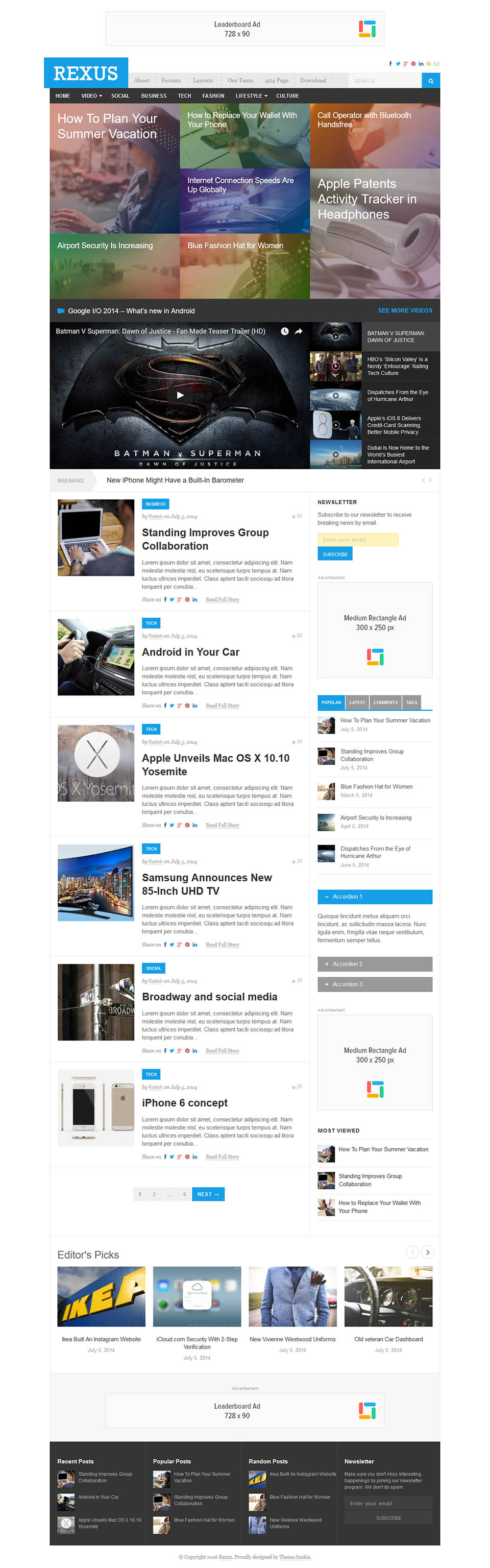WordPress template Theme Junkie Rexus