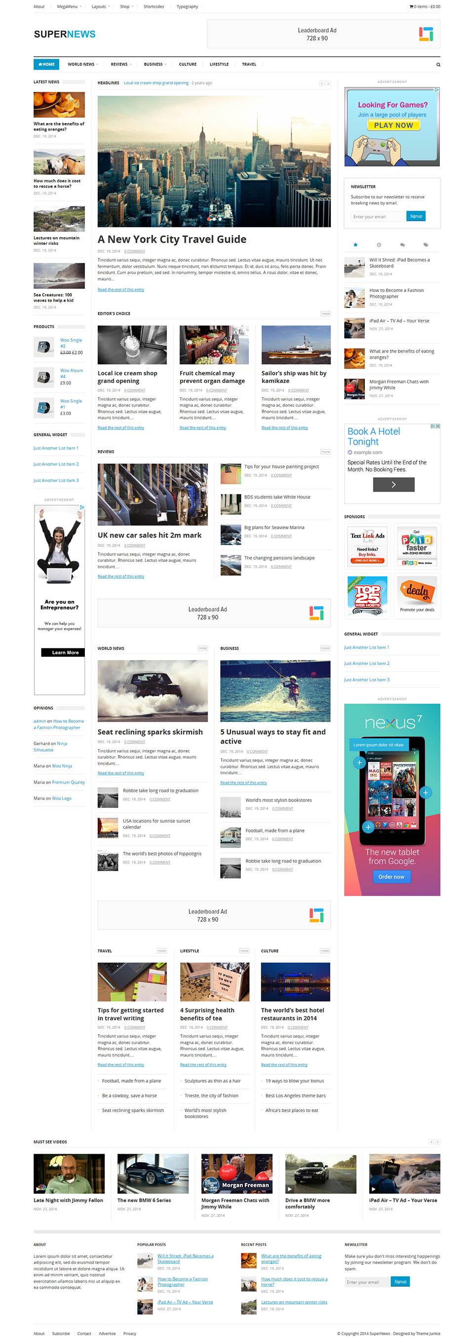 Template Theme Junkie SuperNews WordPress template Theme Junkie SuperNews