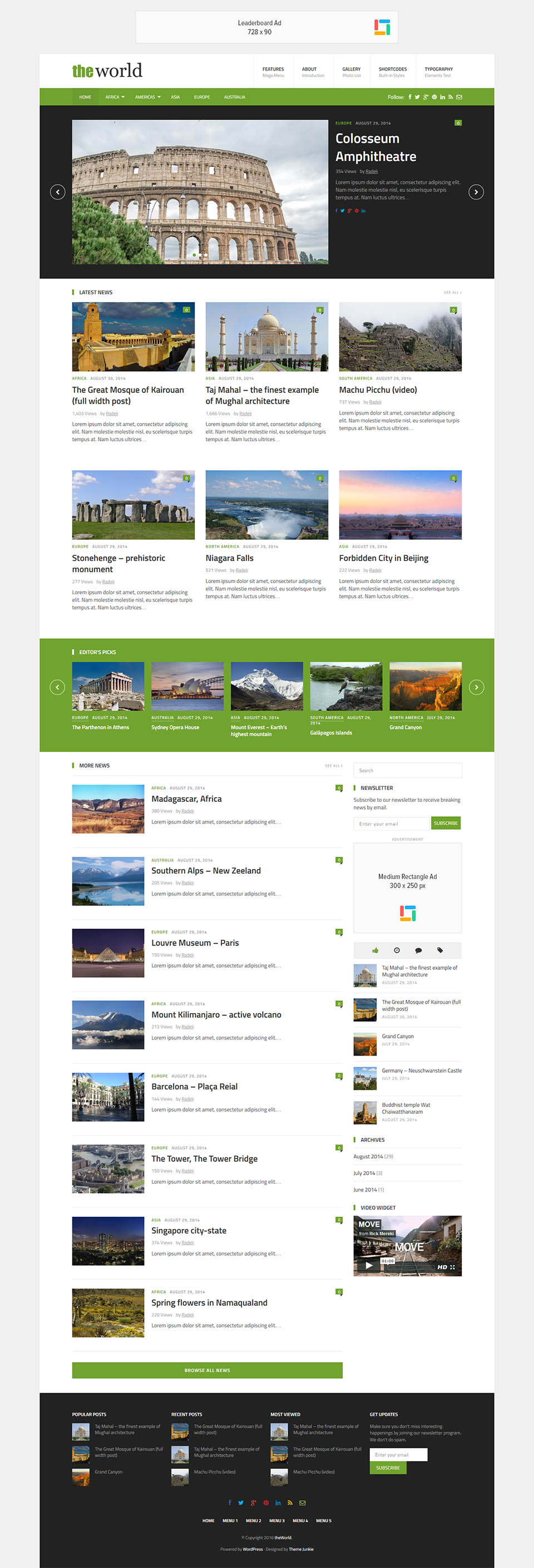 WordPress template Theme Junkie TheWorld