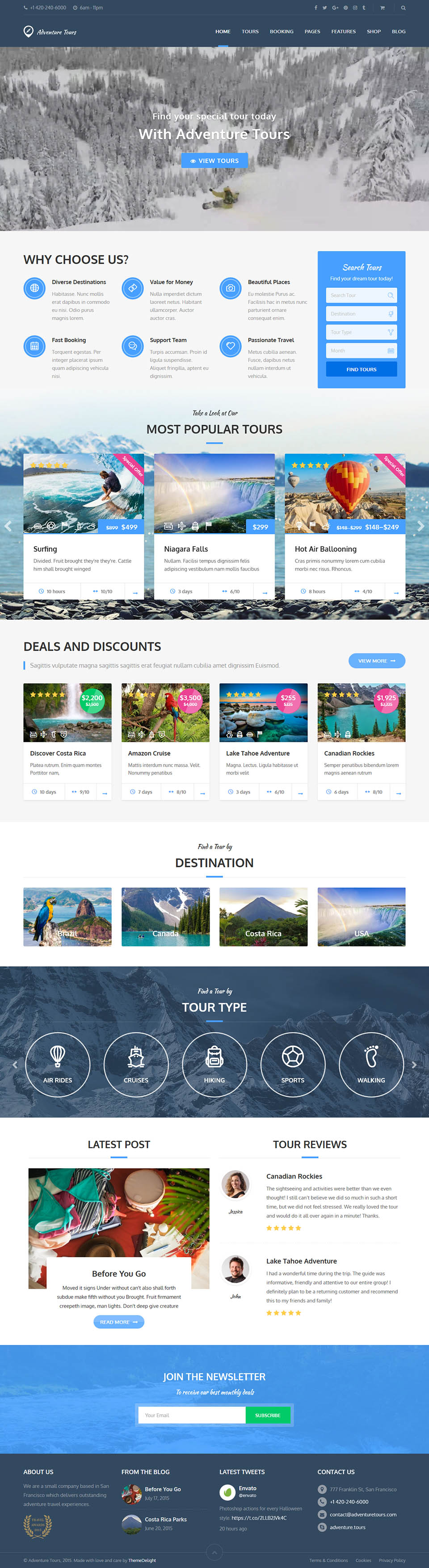 WordPress template ThemeForest Adventure Tours