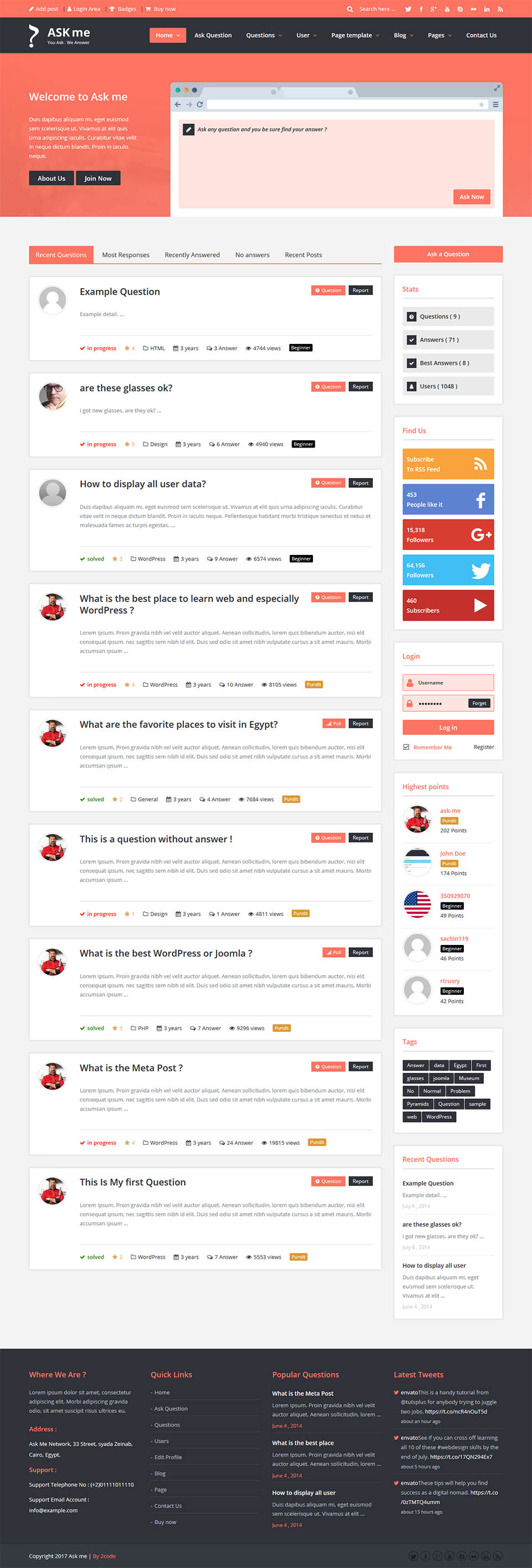 Template ThemeForest Ask Me WordPress template ThemeForest Ask Me