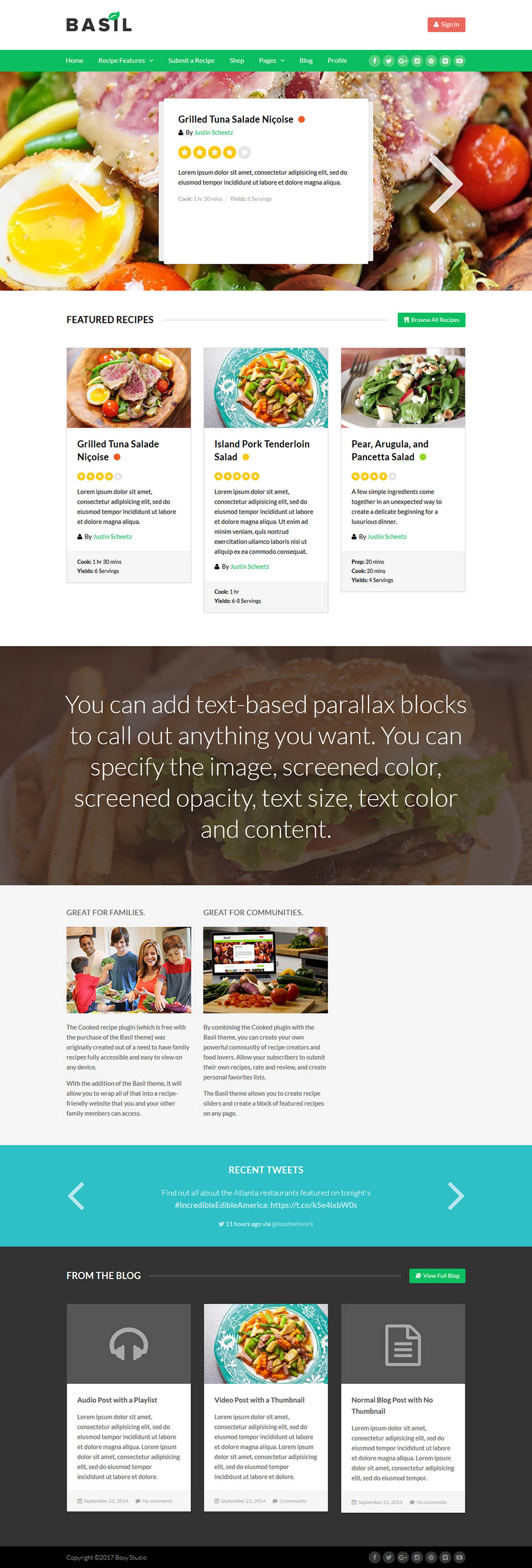 WordPress template ThemeForest Basil Recipes
