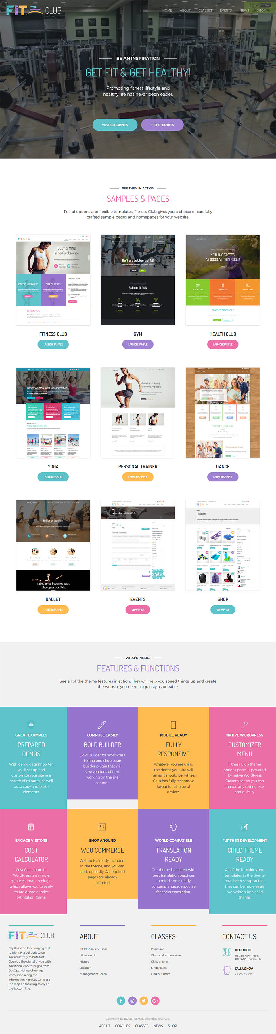 Template ThemeForest Fitness Club WordPress template ThemeForest Fitness Club