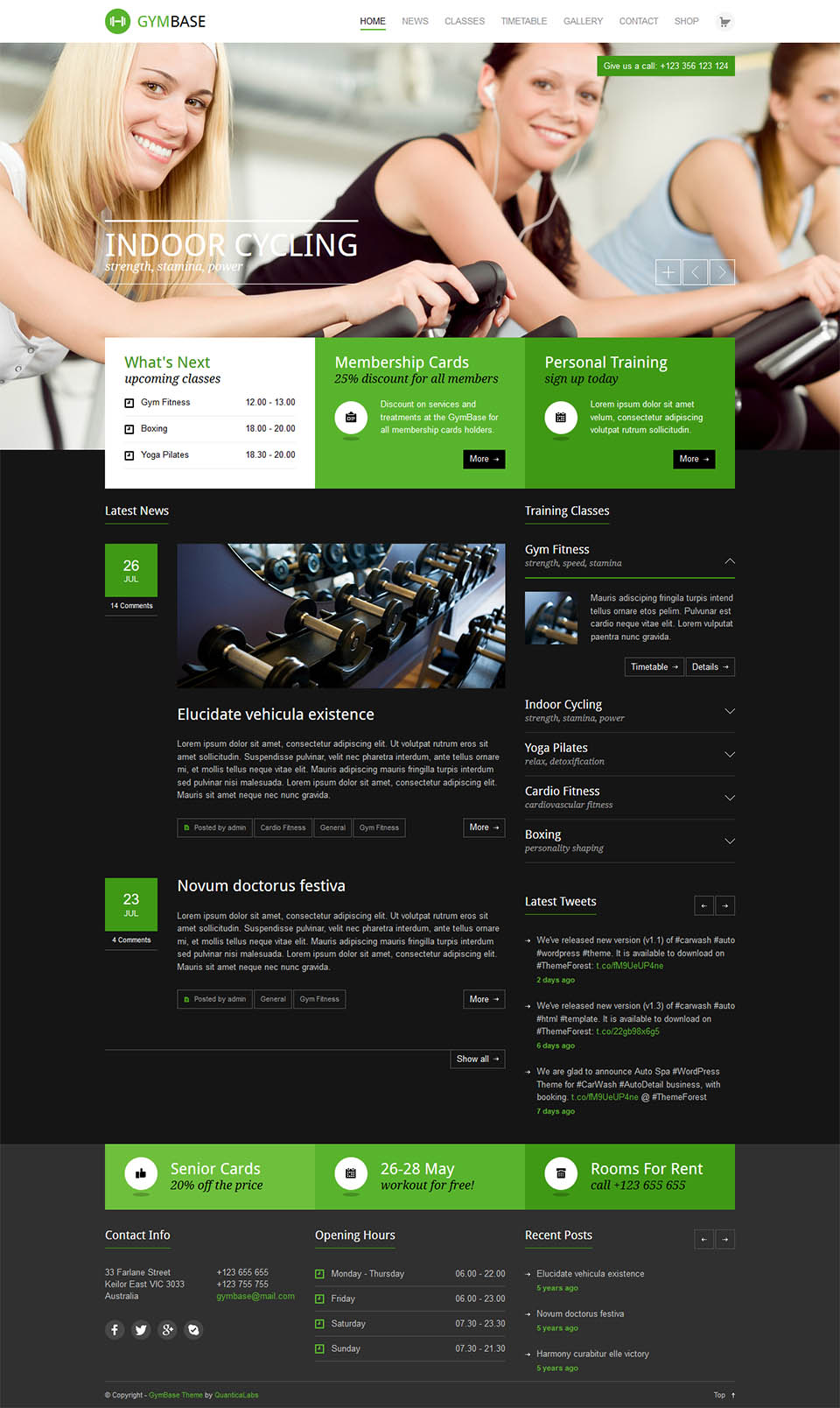 WordPress template ThemeForest GymBase