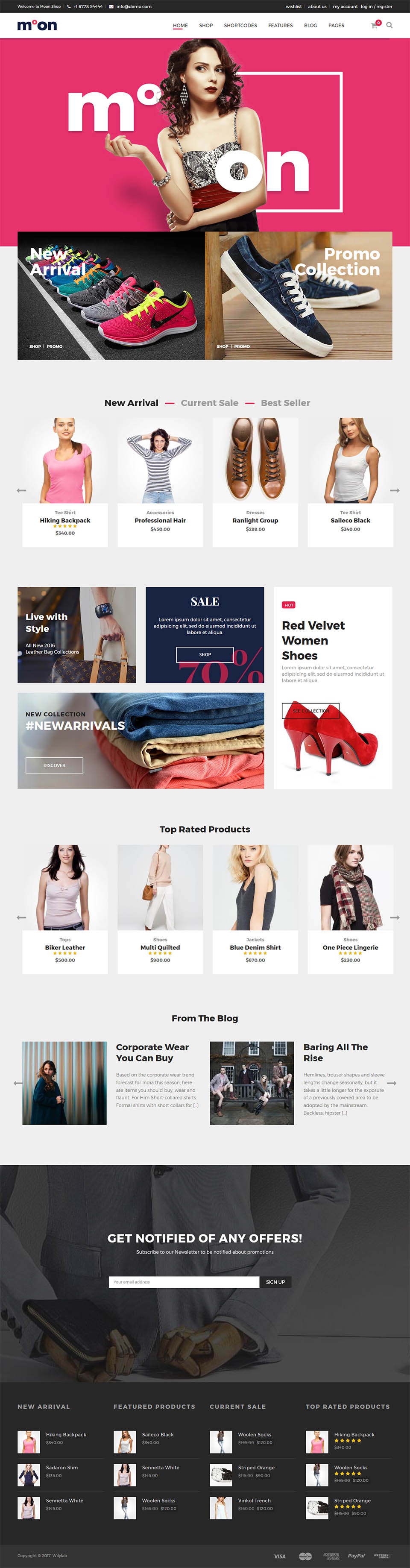 WordPress template ThemeForest Moon Shop