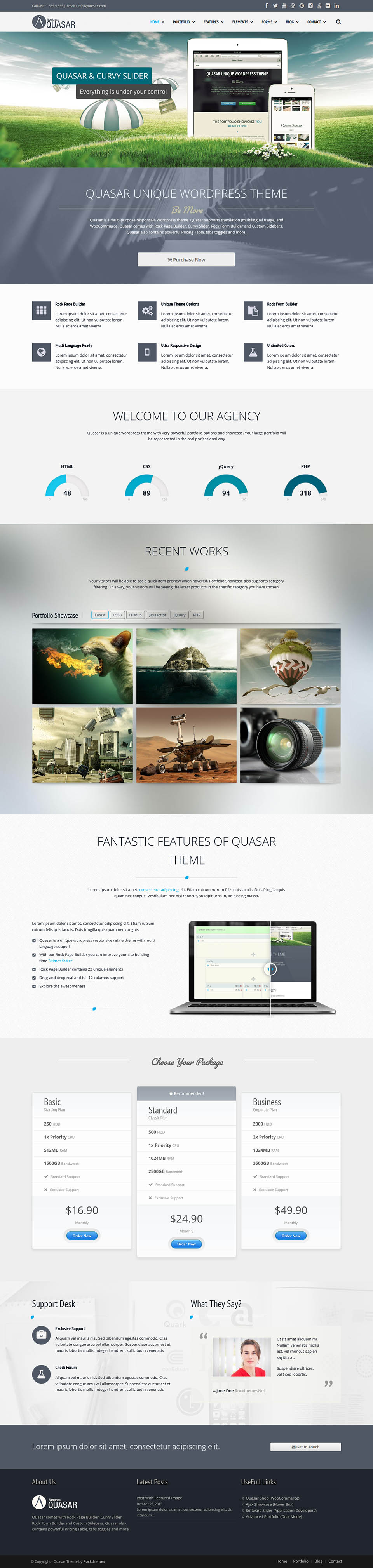 WordPress template ThemeForest Quasar