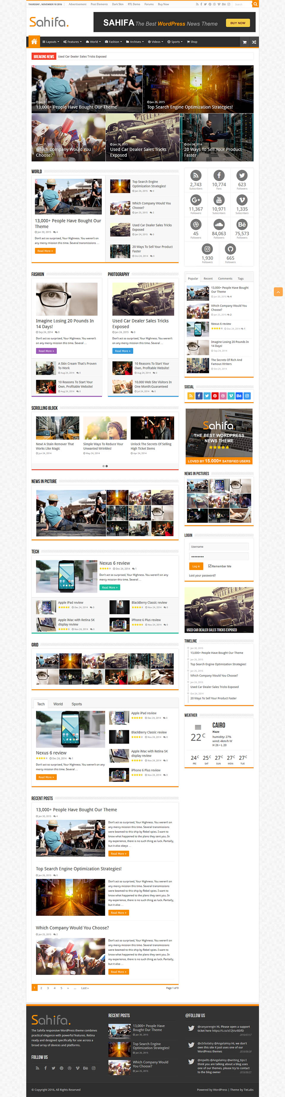 WordPress template ThemeForest Sahifa
