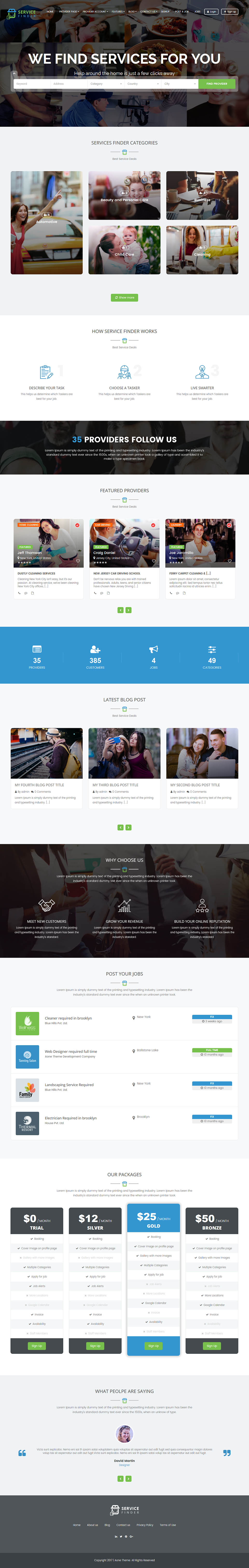 WordPress template ThemeForest Service Finder